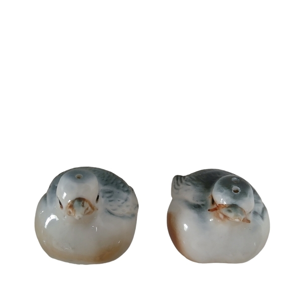 Vintage 2PC Salt & Pepper Shakers Blue Bird/Robin Bone China Set - Picture 2 of 11